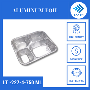 4-Compartment Aluminum Tray 750ml